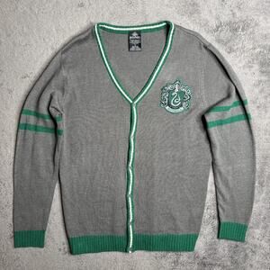 Harry Potter Slytherin House Crest Cardigan Adult M Wizarding World Knit Button